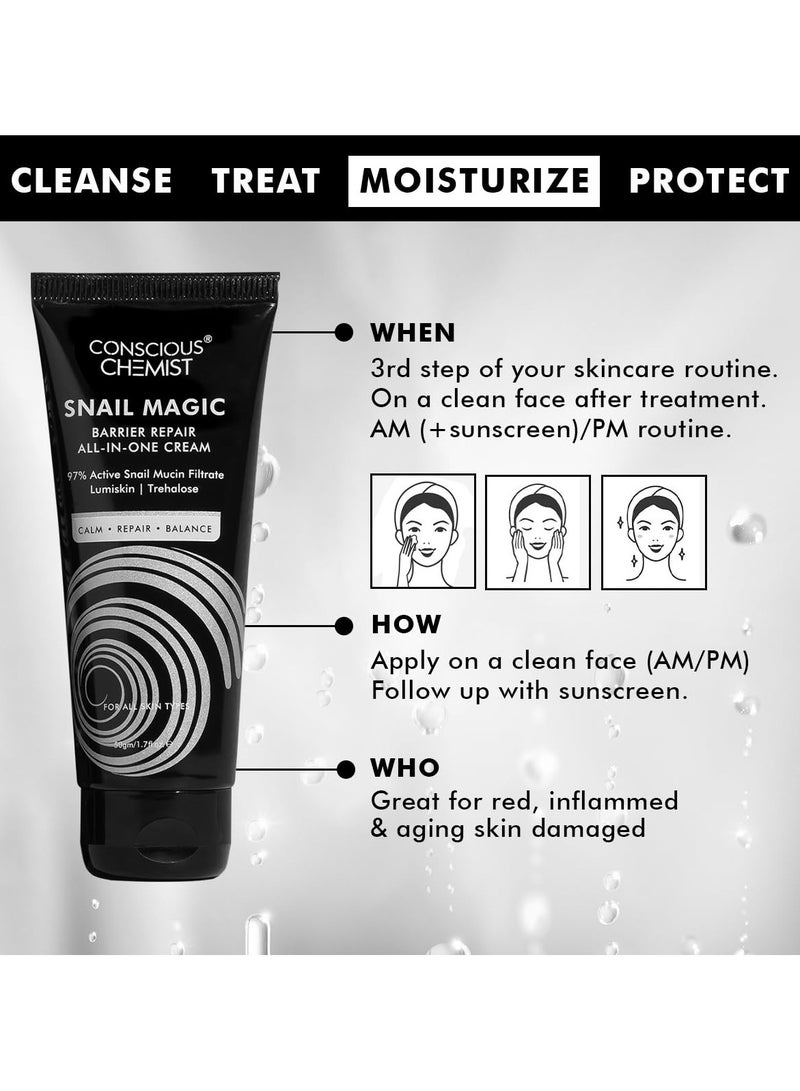 CONSCIOUS CHEMIST Snail Mucin Hydrating All-in-One Moisturizer for Face | 50g | Skin Barrier Repair, Hyaluronic water Gel with Korean Snail Mucin Extract - Image 4