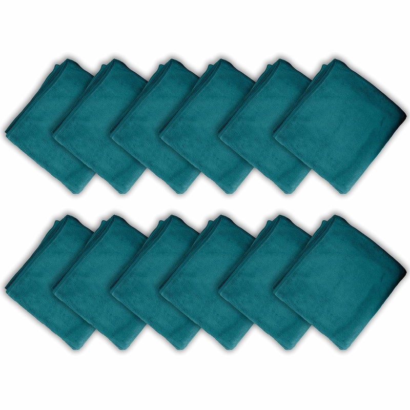 HOUSSE Microfibre Face Towels Ultra Absorbent OdourFree Quick Dry 450 GSM Face Towel for Home Gym Travel Running and Personal Use 30x30 cm Set of 12 in One Colour Pacific Green - Image 1