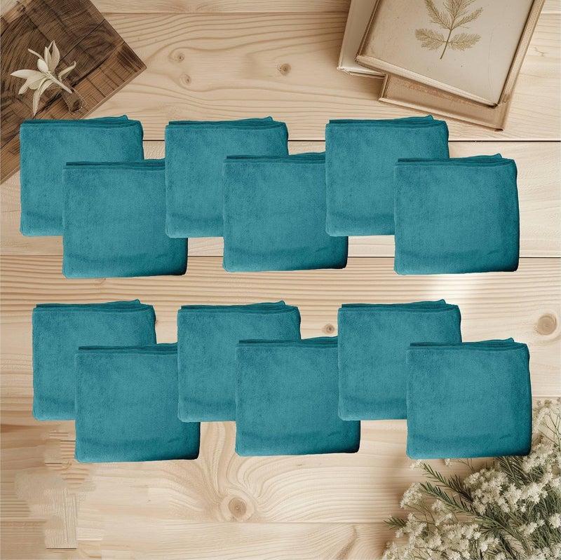 HOUSSE Microfibre Face Towels Ultra Absorbent OdourFree Quick Dry 450 GSM Face Towel for Home Gym Travel Running and Personal Use 30x30 cm Set of 12 in One Colour Pacific Green - Image 3