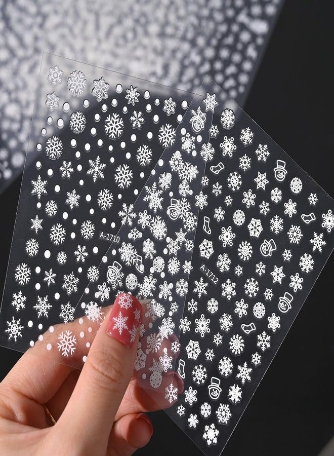 Christmas Nail Stickers 12 Sheets Snowflake Nail Stickers 3D Self-Adhesive White Santa Elk Design Nail Decals for DIY Manicure Xmas Decorations - Image 3