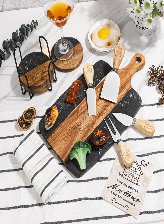 Elysirise House Warming Gifts New Home,11 Pcs Housewarming Gifts Basket for New House,Unique Housewarming Gift Baskets for Couples, Clients, Women (Black Marble) - Image 5