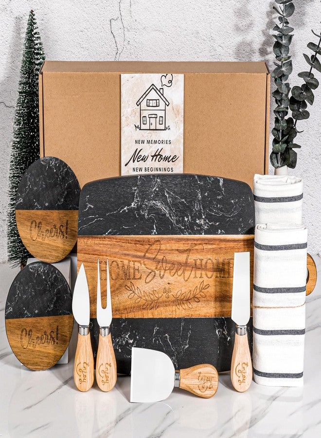 Elysirise House Warming Gifts New Home,11 Pcs Housewarming Gifts Basket for New House,Unique Housewarming Gift Baskets for Couples, Clients, Women (Black Marble) - Image 1