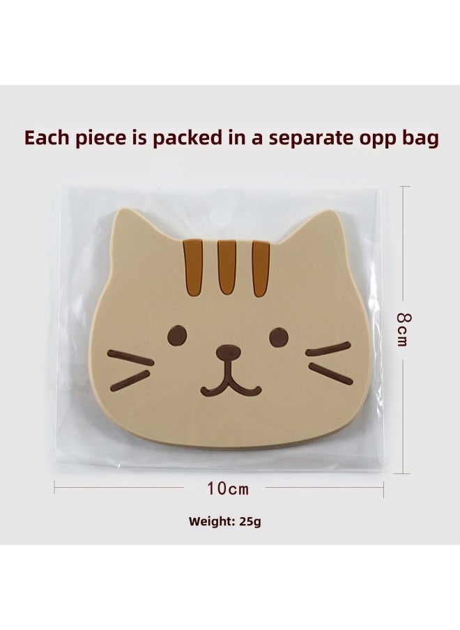 Generic - Cute Cat Pvc Anti-slip Heat Resistant Coaster Silicone Tea Cup Mat Dining Table Placemat Paw Print Kitchen Accessories-Color:Small Yellow (10 * 8cm) - Image 1