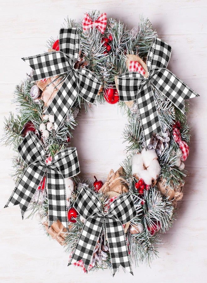 Cindeer 36 Pieces Christmas Buffalo Plaid Bow Tie Christmas Tree Decorations 6.3 x 5.5 Inch Xmas Decor Wreath Ornaments for Garland Gift Party Decoration(Black and White) - Image 4