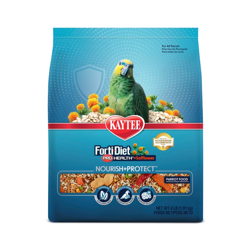 Kaytee Forti-Diet Pro Health+Safflower Nourish+Protect Parrot Food, Supports Breeding and Molting, Nutrition Backed by Science, Digestive and Brain Health, 4 pounds - Image 1