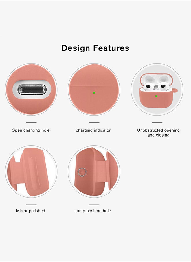 CATANES Shockproof Case For Airpod Pro Silicone Protective Case Shockproof Case Ultra Slim Cover with Keychain Carabiner Light Pink  - Image 2