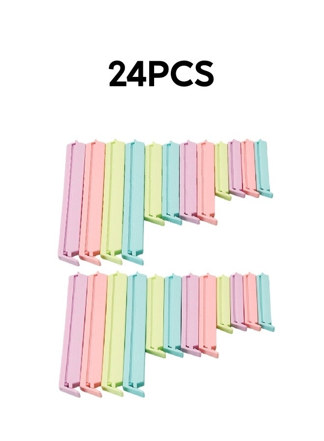 24 Pieces of Plastic Sealing Clips for Food and Snack Bag Colorful Food Fresh Keeping Clips Reusable Chips Bread Bag Clamp Sealer for Kitchen Food Storage and Organization - Image 1