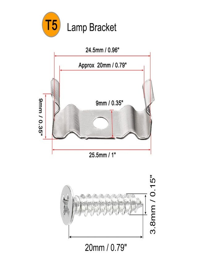 MECCANIXITY T5 Clips Bracket Hanger Fluorescent Tube Light Fixture Holder Clamps with Screws Hollow Pipes for LED Bulbs Ceiling Lamp, 20 Set - Image 3