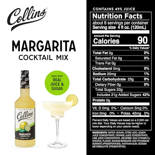Collins Chicago Collins Margarita Mix, Made With Lime, Lemon, and Orange Juice With Natural Flavors, Cocktail Recipe Ingredient, Home Bar accessories Cocktail Mixers, 32 fl oz - Image 4