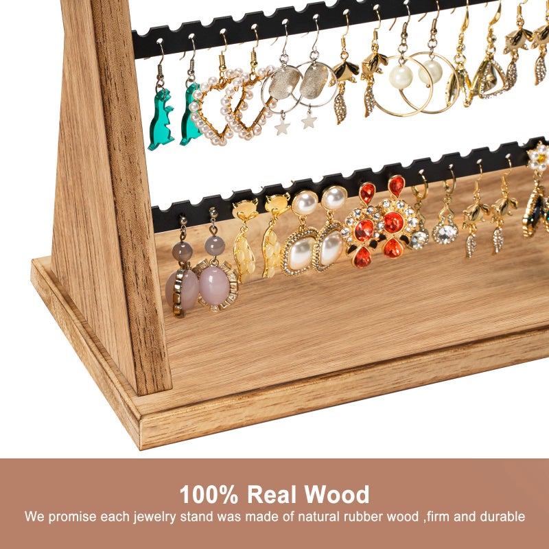 Poyilooo Earring Holder Organizer, Rustic Wood Earring Holder Stand, 5 Layer Jewelry Holder Organizer with 270 Earring Tree Holes Display Rack for Stud Earings & Hoop Earrings, Gifts for Women - Image 5