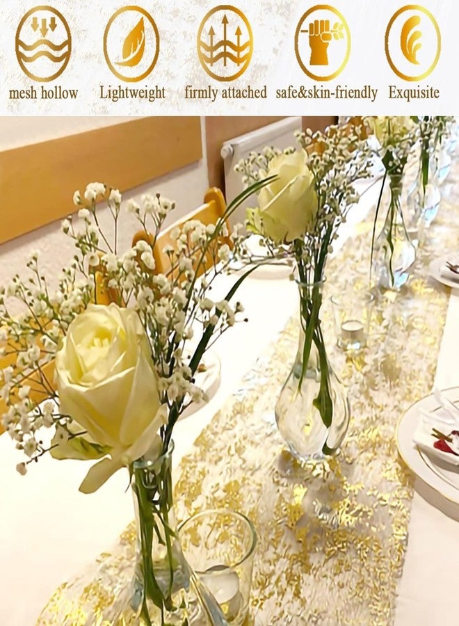 Antfees Sequin Glitter Foil Metallic Gold Thin Mesh Table Sparkle Runner - 11" x 396" Wedding & Birthday Table Decor - Image 4