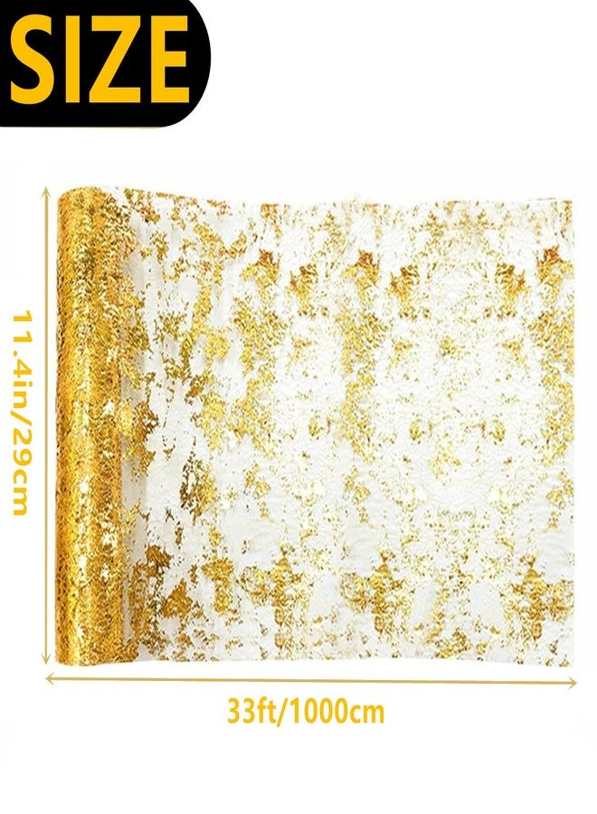 Antfees Sequin Glitter Foil Metallic Gold Thin Mesh Table Sparkle Runner - 11" x 396" Wedding & Birthday Table Decor - Image 2