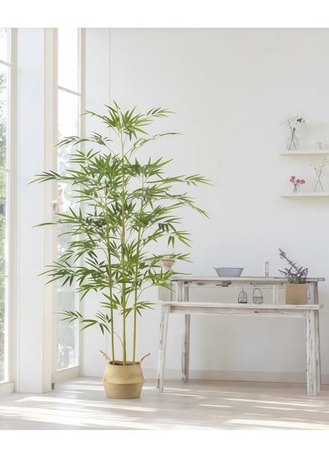 150CM Artificial Trees Fake Bamboo Plant In Black Pot Plant Potted Artificial Bamboo Tree For Indoor Home Décor For Office Kitchen Counter Top Indoor Decor Garden Lawn