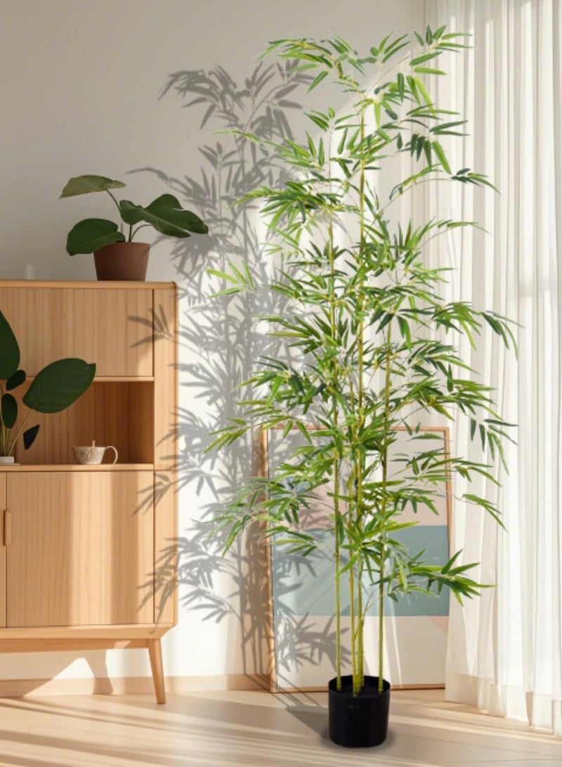 شجرة صناعية من الخيزران مزيفة بارتفاع 150 سم في إناء أسود، شجرة خيزران مزروعة اصطناعياً للديكور الداخلي للمنزل والمكتب، مناسبة لعداد المطبخ أو الديكور الداخلي أو الحديقة أو العشب - Image 5