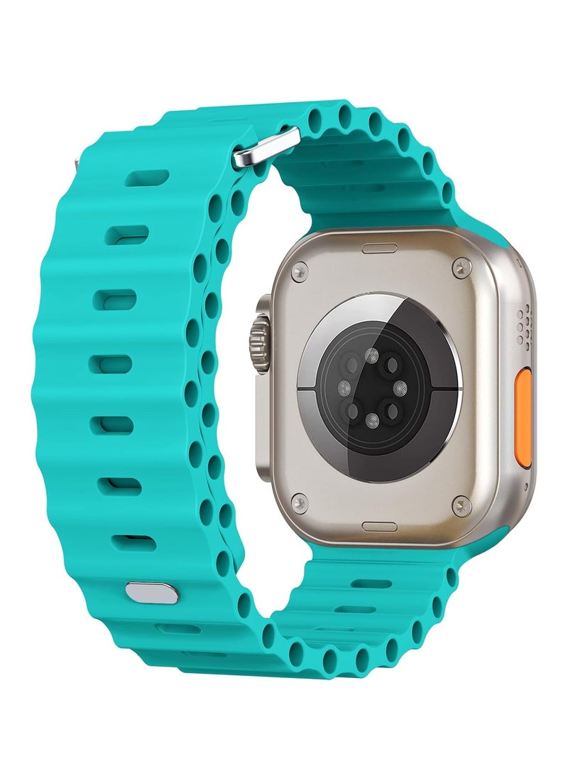 ICARLUS - Ocean Band Compatible with Apple Watch Ultra Band 41/40/38mm Men Women, Soft Silicone Sport Band Replacement Strap for Apple Watch Ultra2/Ultra iWatch Series 9 8 7 SE 6 5 4 3 2 1 Light cyan - Image 1