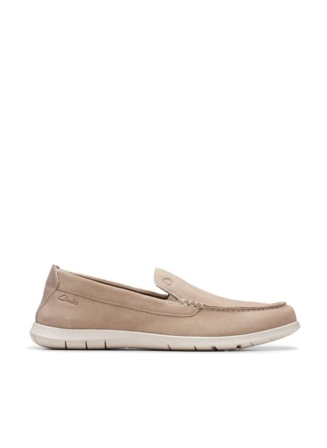 clarks حذاء كلاركس للرجال فليكسواي ستيب موكاسين، جلد سويدي رملي، 10 - Image 1