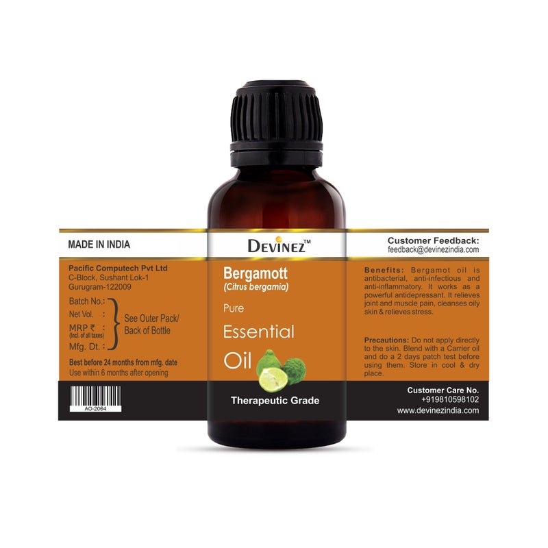 Devinez Pack of 5 Essential/Carrier Oils, Jojoba - 110ml, Bergamot-10ml, Frankincense-10ml, Ylang-ylang-10ml, Patchouli-10ml - best oils for Facial serum - Image 4