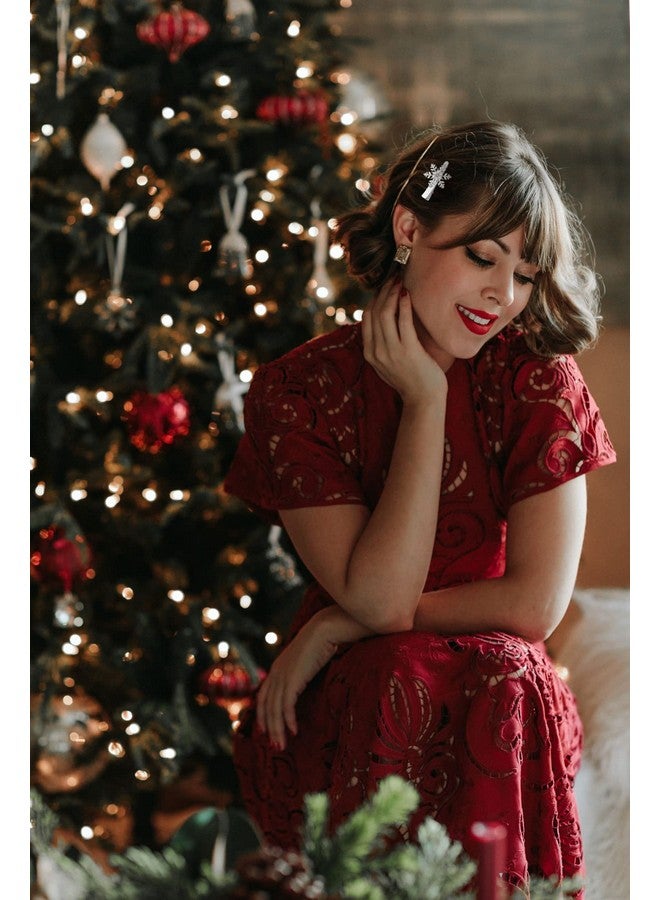 CEALXHENY Christmas Snowflake Hair Clips Holiday Rhinestone Snowflake Hairpins For Women Girls Winter Festive Hair Accessory Christmas Party New Year Gifts (Silver) - Image 2