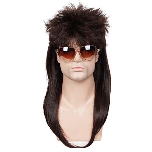 ColorGround Mullet Wigs for Men 80s Costumes Fancy Party Accessory Cosplay Wig (Brown) - Image 3
