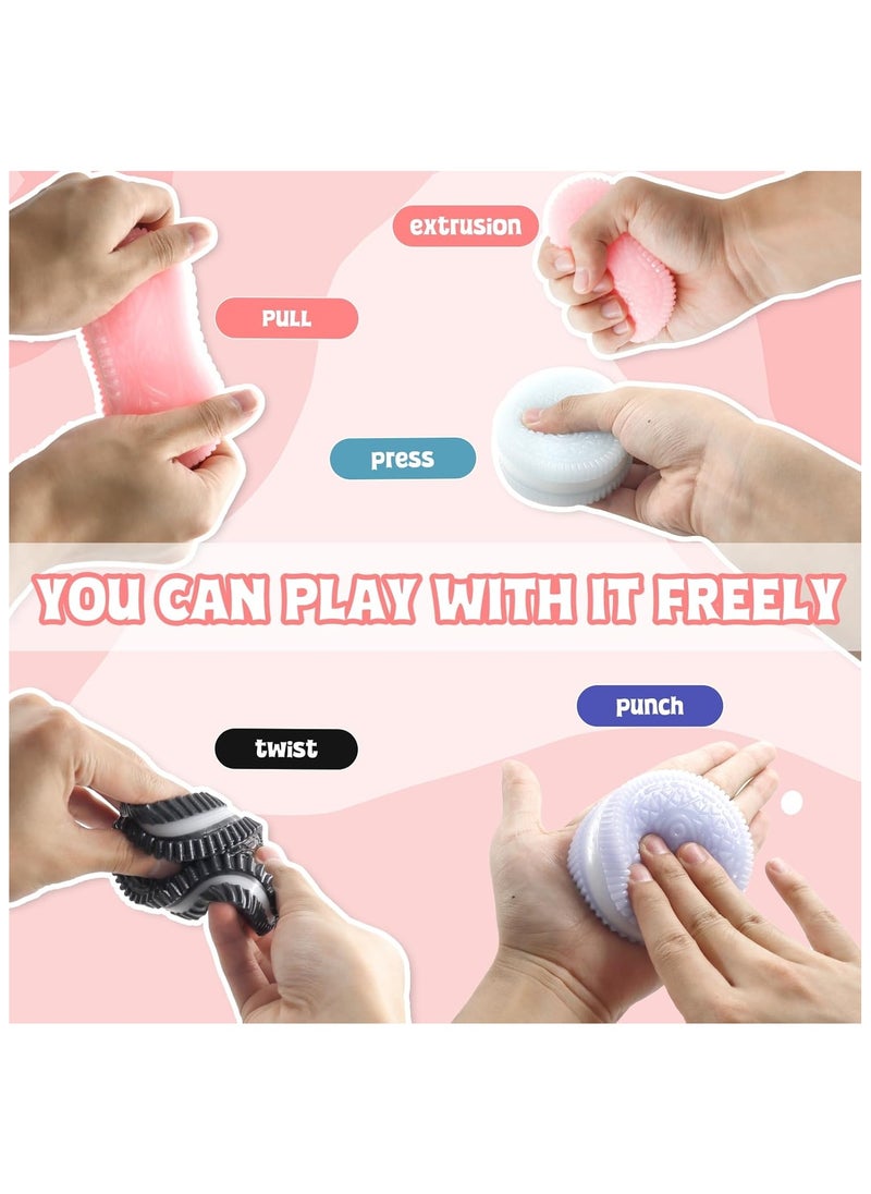 DELGREEN Pack of 4 Squishy Toy for Kids Sensory Stress Relief Fidget Toys, Soft & Safe for Boys & Girls, Pink, Black, Purple  - Image 2