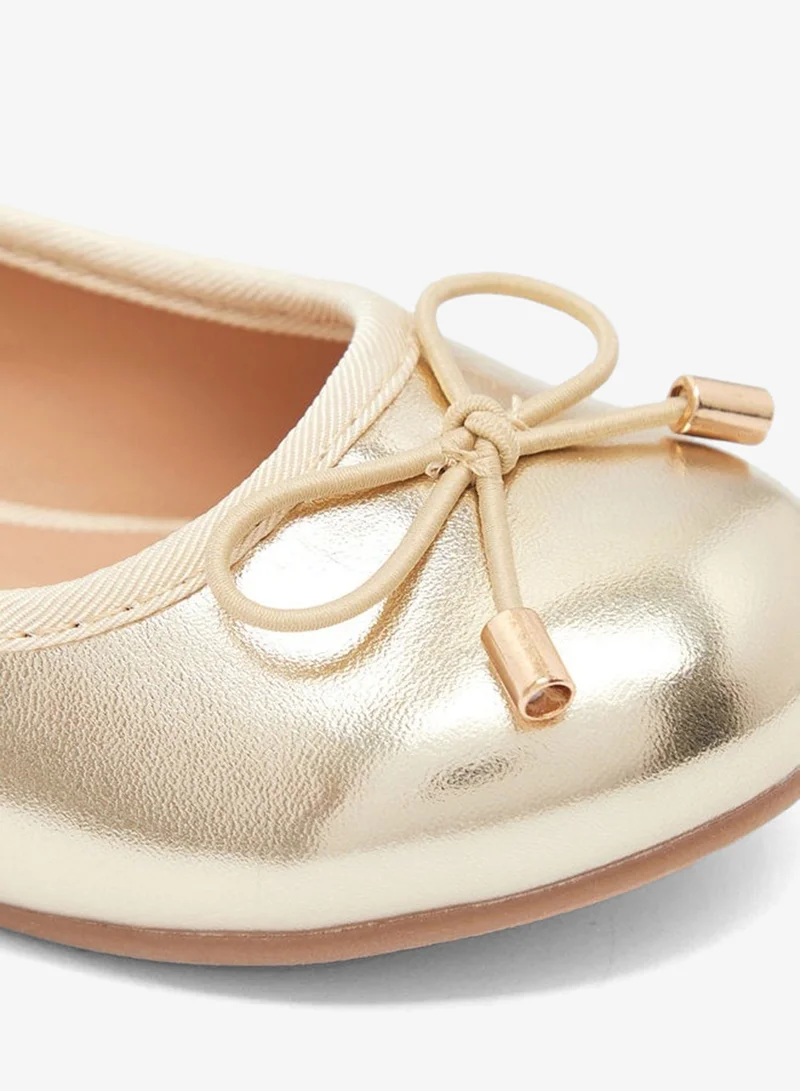 JUNIORS Girls Round Toe Ballerina Shoes with Elastic Strap Detail with Cushioning