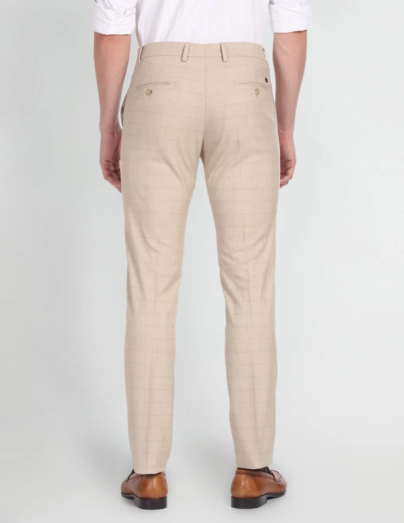 Arrow Beige Slim Fit Smart Flex Formal Trousers for Men | Best Price UAE
