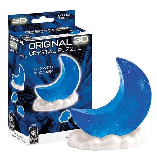 BePuzzled Glowing Moon 3D Crystal Puzzle Glow in The Dark Interlocking Brain Teaser for Teens Adults Ages 12 Challenging 3D Jigsaw Display Puzzle - Image 1