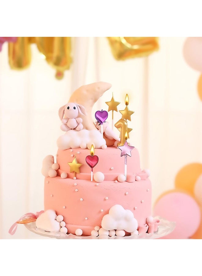 كوانتوم 10 قطع من شموع عيد الميلاد، نجمة خماسية لتزيين كعكة عيد الميلاد، مجموعة شموع كعكة معدنية متعددة الألوان على شكل ستيريو - Image 4