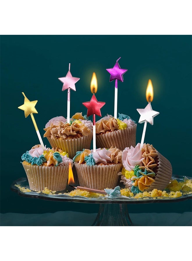 كوانتوم 10 قطع من شموع عيد الميلاد، نجمة خماسية لتزيين كعكة عيد الميلاد، مجموعة شموع كعكة معدنية متعددة الألوان على شكل ستيريو - Image 3