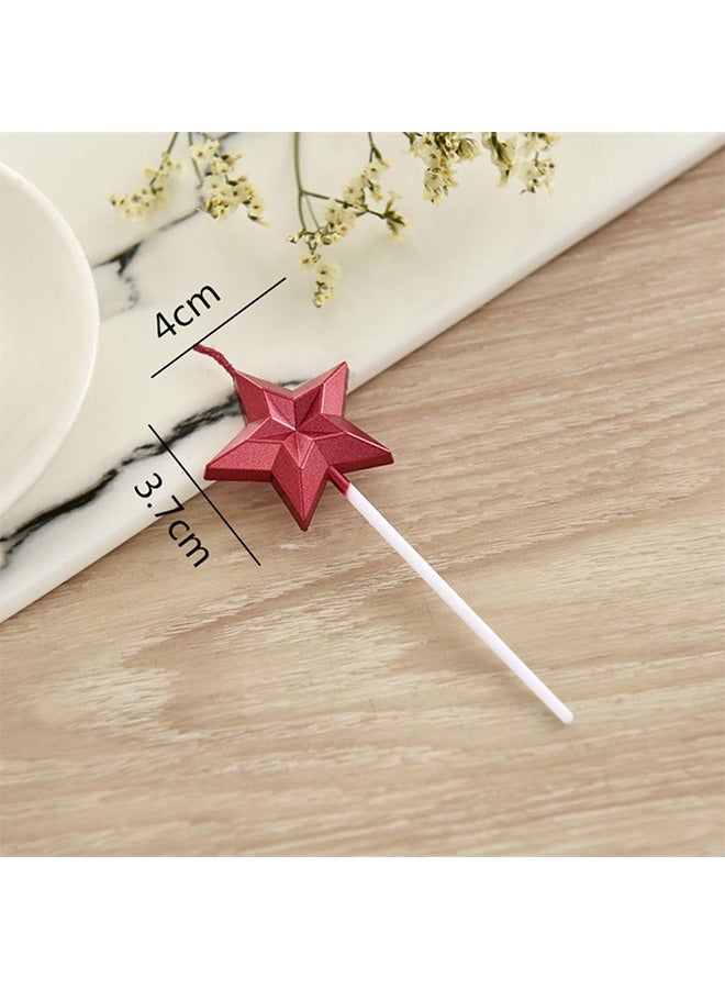 كوانتوم 10 قطع من شموع عيد الميلاد، نجمة خماسية لتزيين كعكة عيد الميلاد، مجموعة شموع كعكة معدنية متعددة الألوان على شكل ستيريو - Image 2