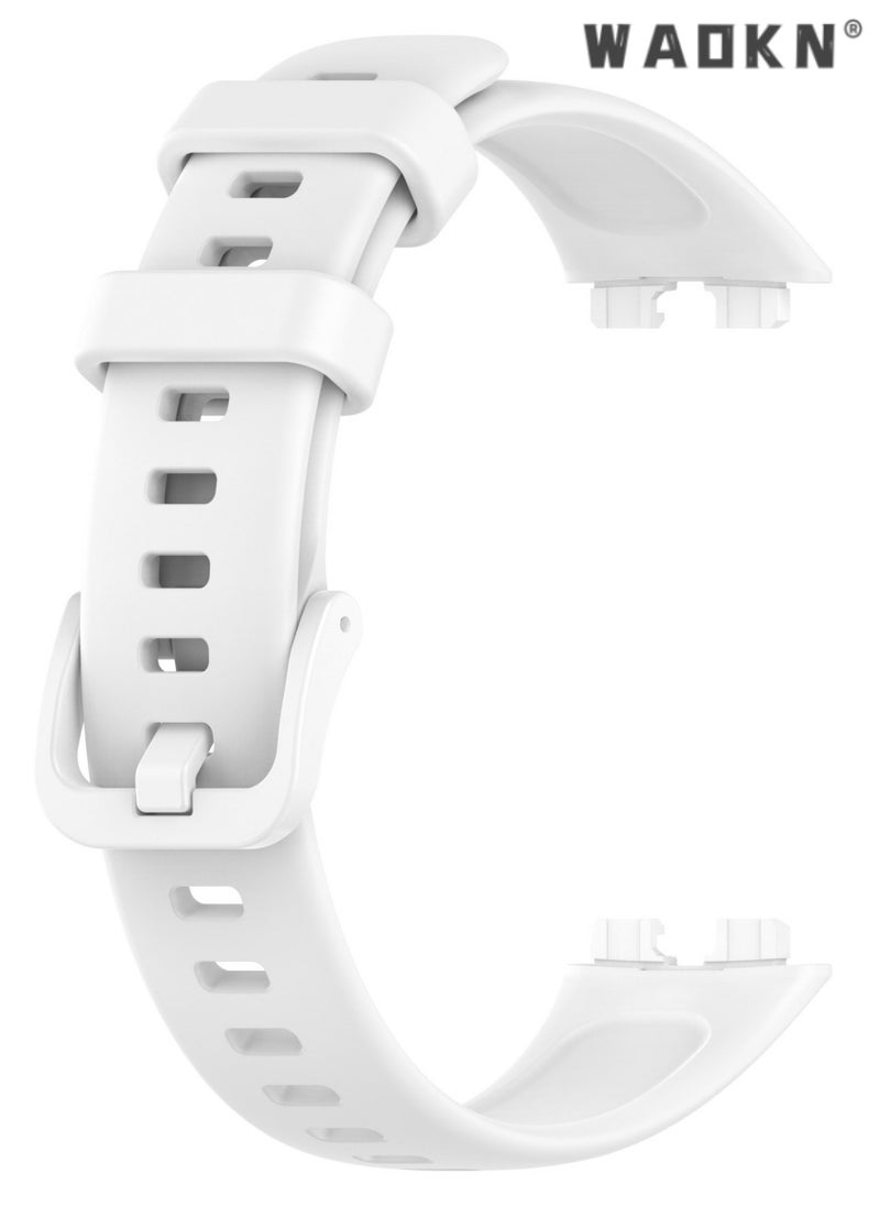WAOKN TPU Sport Watch Strap/Watchband,Soft Silicone Strap Compatible With Huawei Band 8，Huawei Band 9,Waterproof Breathable Adjustable Replacement Sport Bands for HUAWEI Band 8 & Band 9 (White)  - Image 3