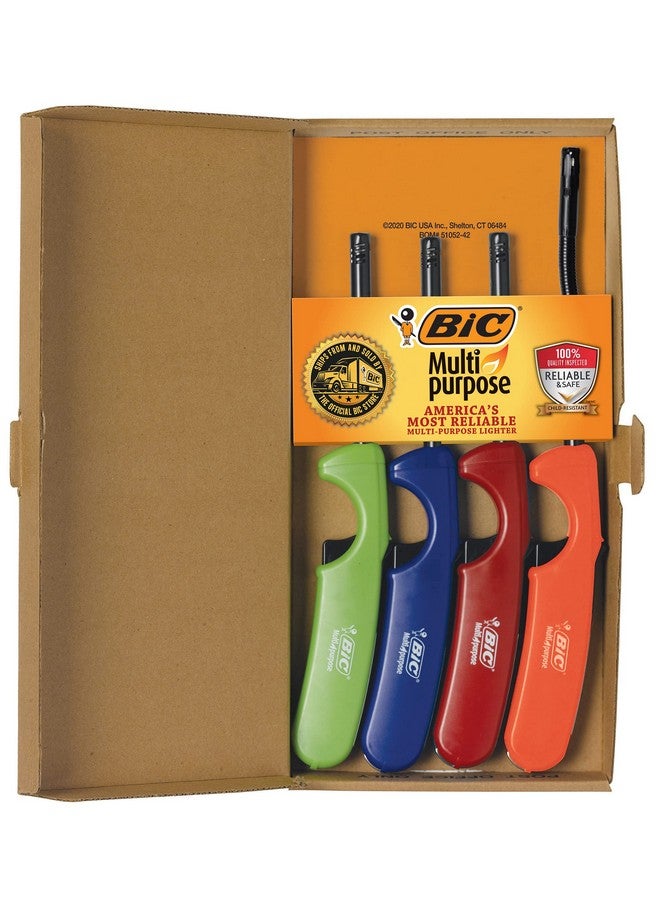 BIC Multi-Purpose Classic Edition Lighter & Flex Wand Lighter, Ideal Fireplace and Candle Lighters, Assorted Colors, 4 Pack (Colors May Vary) - Image 1