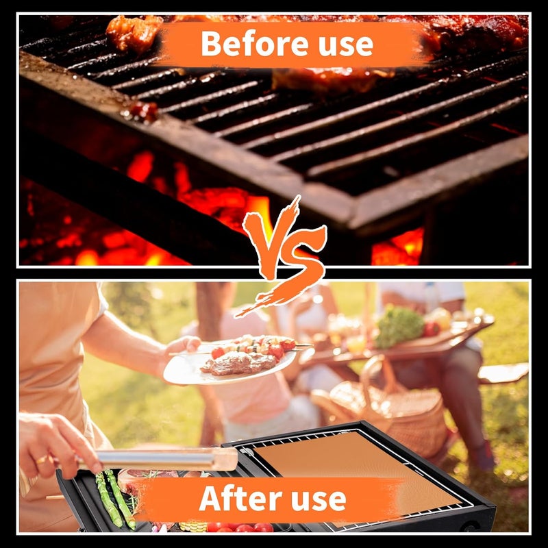 WIBIMEN Grill Mats for Outdoor Grill, Copper 9pcs Grill Mat, 100% Non-Stick PFOA Free 15.75 x 13", Heavy Duty, Reusable and Easy to Clean - Gas Charcoal & Electric BBQ - Image 3