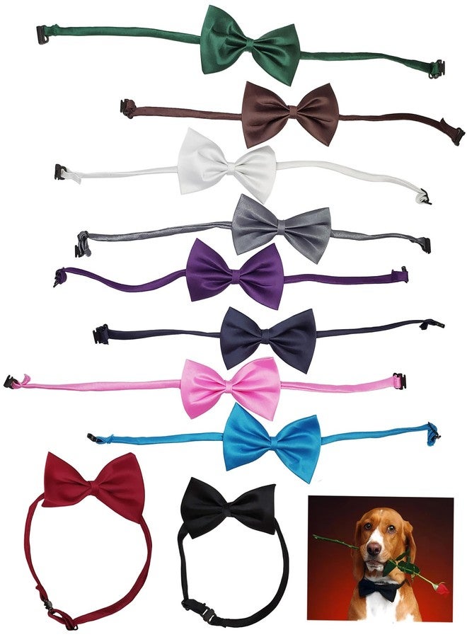 iToolai Dog Bow Tie Collar, 10 Pcs Grooming Bowties for Dogs Cats Pet Costumes(Elegant Color Pack) - Image 1