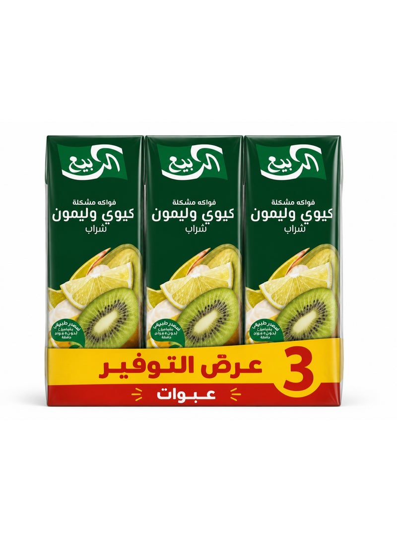 الربيع مشروب عصير الربيع، نكهة الكيوي والليمون المنعشة، عبوة من 3 × 185 مل - Image 1
