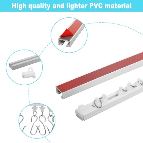 Wadoy 32Inch Adhesive Curtain Track, Self-Adhesive Ceiling Mount Wall Mount Track - Image 5