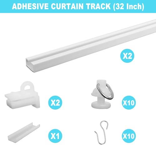 Wadoy 32Inch Adhesive Curtain Track, Self-Adhesive Ceiling Mount Wall Mount Track - Image 2