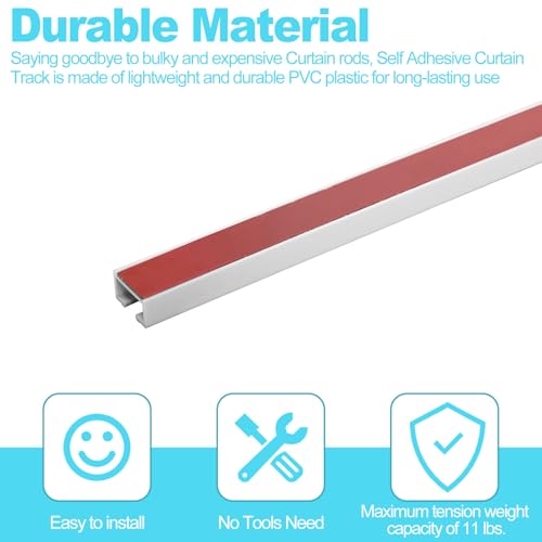 Wadoy 32Inch Adhesive Curtain Track, Self-Adhesive Ceiling Mount Wall Mount Track - Image 3