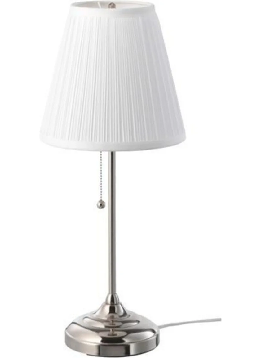 Ikea Lampshade, Nickel Plated-White Meridyendukkan Table Lamp 55 cm 75 W