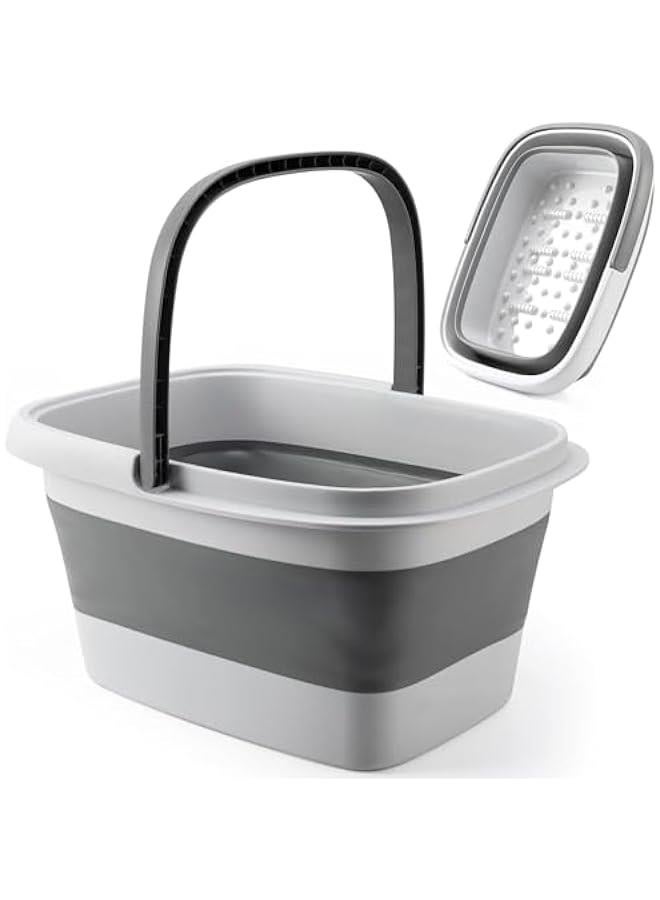 HOOKOR Foot Bath Collapsible Foot Bath Foot Soak Tub with Handle Foot Spa Bath 15L/4 Gallons Massager Foot Soaking Bath Basin Feet for Dry Cracked Feet, Pedicure Foot Soak, Home Spa Treatment (Grey) - Image 1