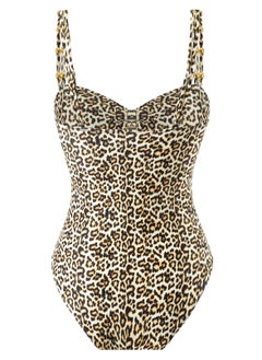 Generic 2Pcs The latest trend splicing one-piece swimsuit set retro metal buckle summer travel beach swimsuit  - Image 3