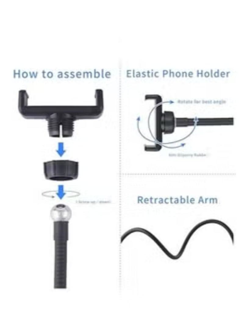 ELTRAZONE Selfie Ring Light with Cell Phone Holder Stand for Live Stream/Makeup, LED Camera Lighting [3-Light Mode] with Flexible Arms Compatible with Cell Phones and Camera - Image 3