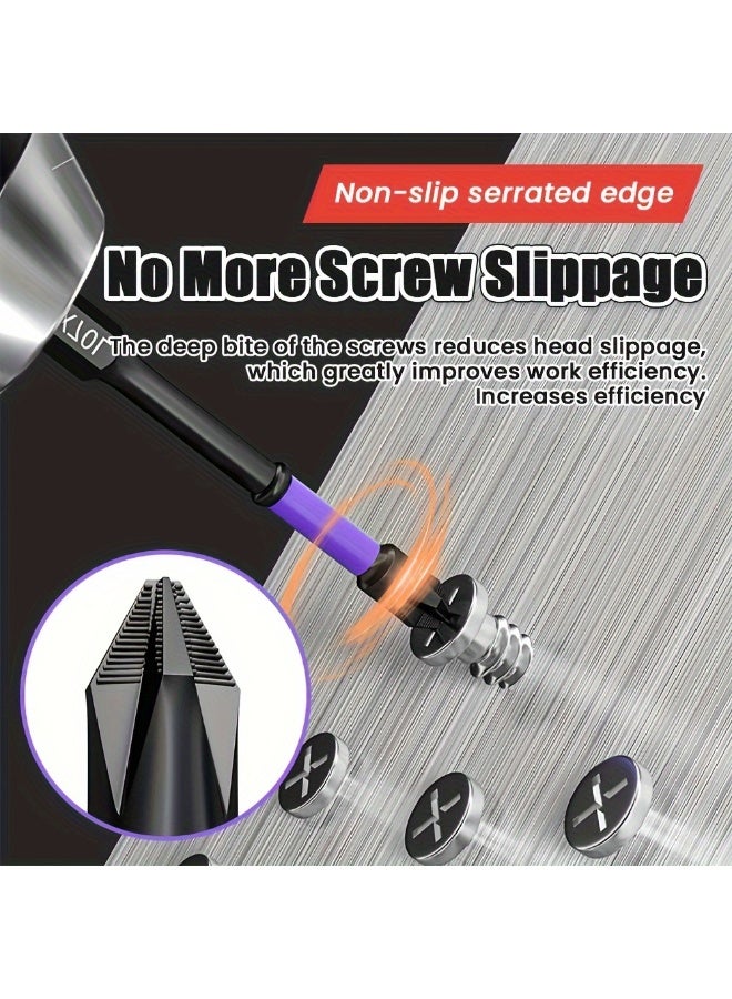 شابية 6 قطع مفك براغي فيليبس مغناطيسي D1 - مضاد للصدمات، وصلابة عالية، غير قابل للانزلاق، مقاوم للصدمات، رؤوس مفك براغي دقيقة بحافة مسننة لمفكات البراغي الكهربائية (القاعدة غير متضمنة) - Image 5