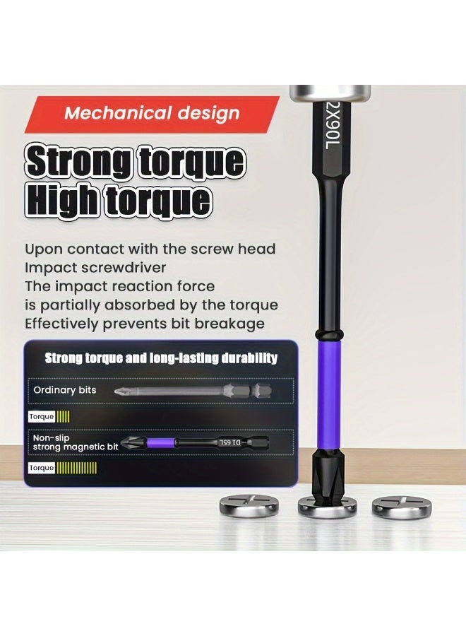 شابية 6 قطع مفك براغي فيليبس مغناطيسي D1 - مضاد للصدمات، وصلابة عالية، غير قابل للانزلاق، مقاوم للصدمات، رؤوس مفك براغي دقيقة بحافة مسننة لمفكات البراغي الكهربائية (القاعدة غير متضمنة) - Image 2