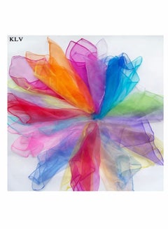 KASTWAVE Gradient Color Square Scarves Juggling Scarves Silk Dance Scarves Performance Props Dancing Scarves for Music and Movement, Fun Juggling Scarves for Kids, Toddlers Scarves Dance Props, 12PCS  - Image 3