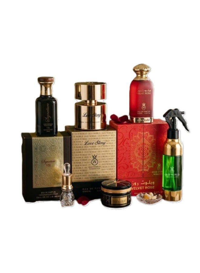 Oud World Hubb Collection 2 | 6-Piece Luxury Arabic Fragrance Gift Set | Unisex Perfumes, Velvet Rose, Bakhoor & Attar - Image 1