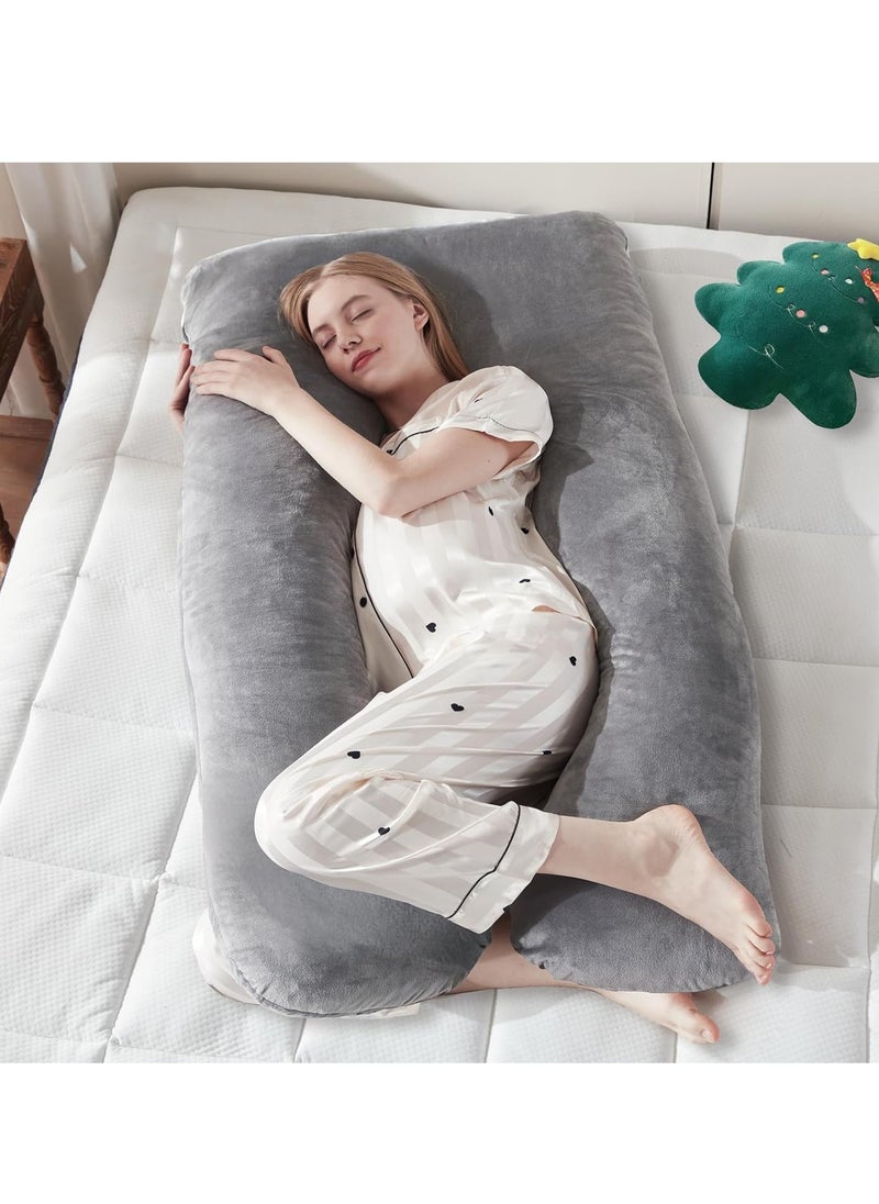 TYCOM U Shaped Pregnancy Pillow Maternity Full Body Pillow for Back Legs and Belly Support Sleeping Pillow for Pregnant Women and Side Sleepers with Removable Cover Grey.  - Image 1