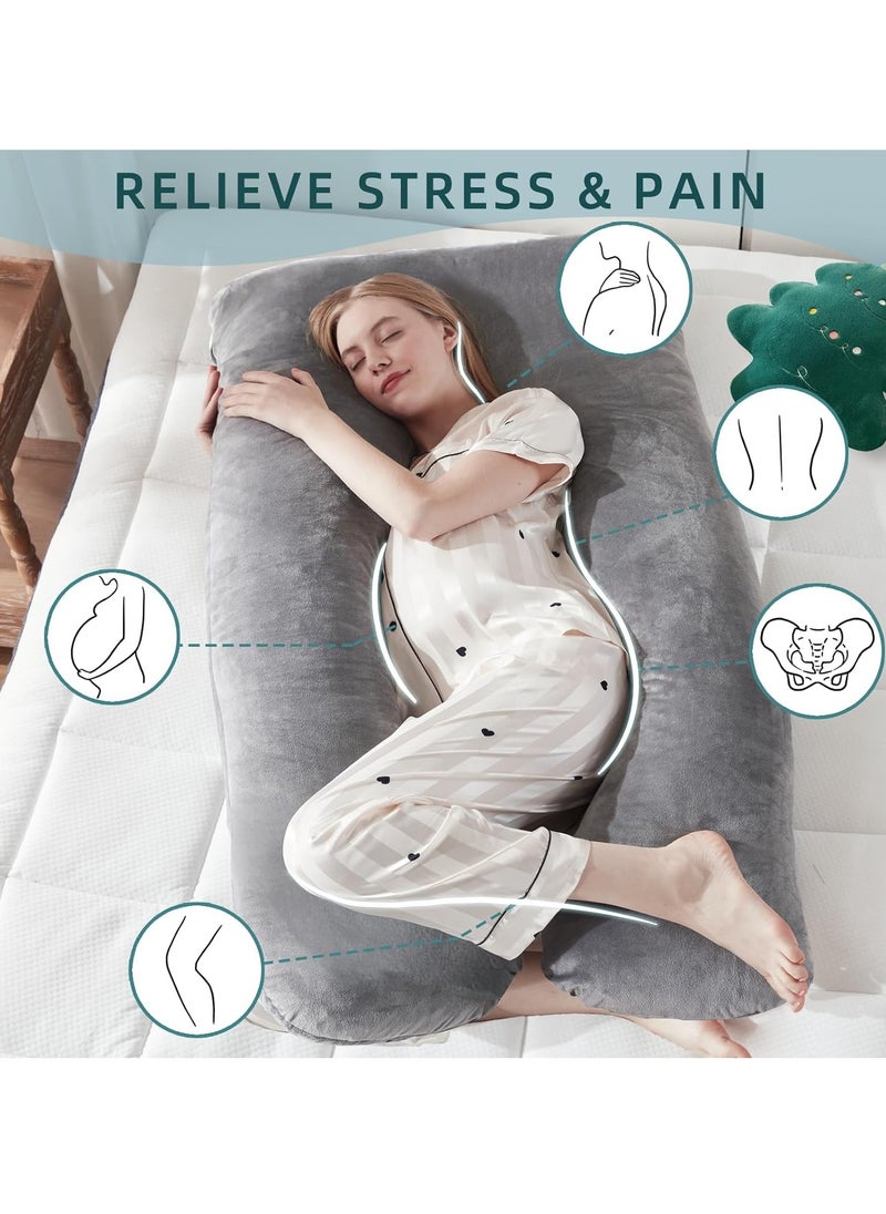 TYCOM U Shaped Pregnancy Pillow Maternity Full Body Pillow for Back Legs and Belly Support Sleeping Pillow for Pregnant Women and Side Sleepers with Removable Cover Grey.  - Image 2
