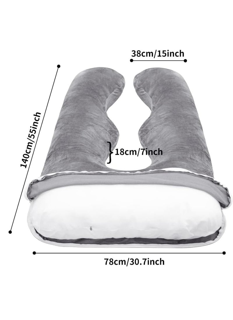 TYCOM U Shaped Pregnancy Pillow Maternity Full Body Pillow for Back Legs and Belly Support Sleeping Pillow for Pregnant Women and Side Sleepers with Removable Cover Grey.  - Image 4