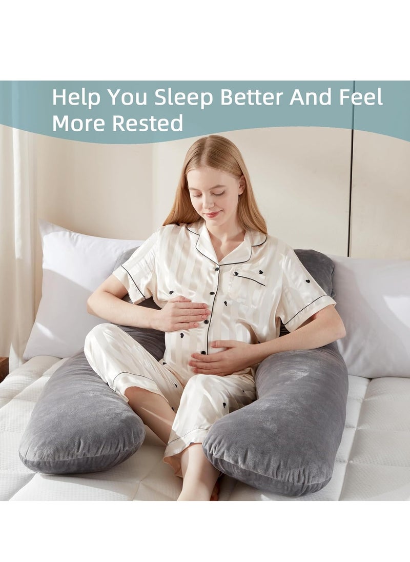 TYCOM U Shaped Pregnancy Pillow Maternity Full Body Pillow for Back Legs and Belly Support Sleeping Pillow for Pregnant Women and Side Sleepers with Removable Cover Grey.  - Image 3